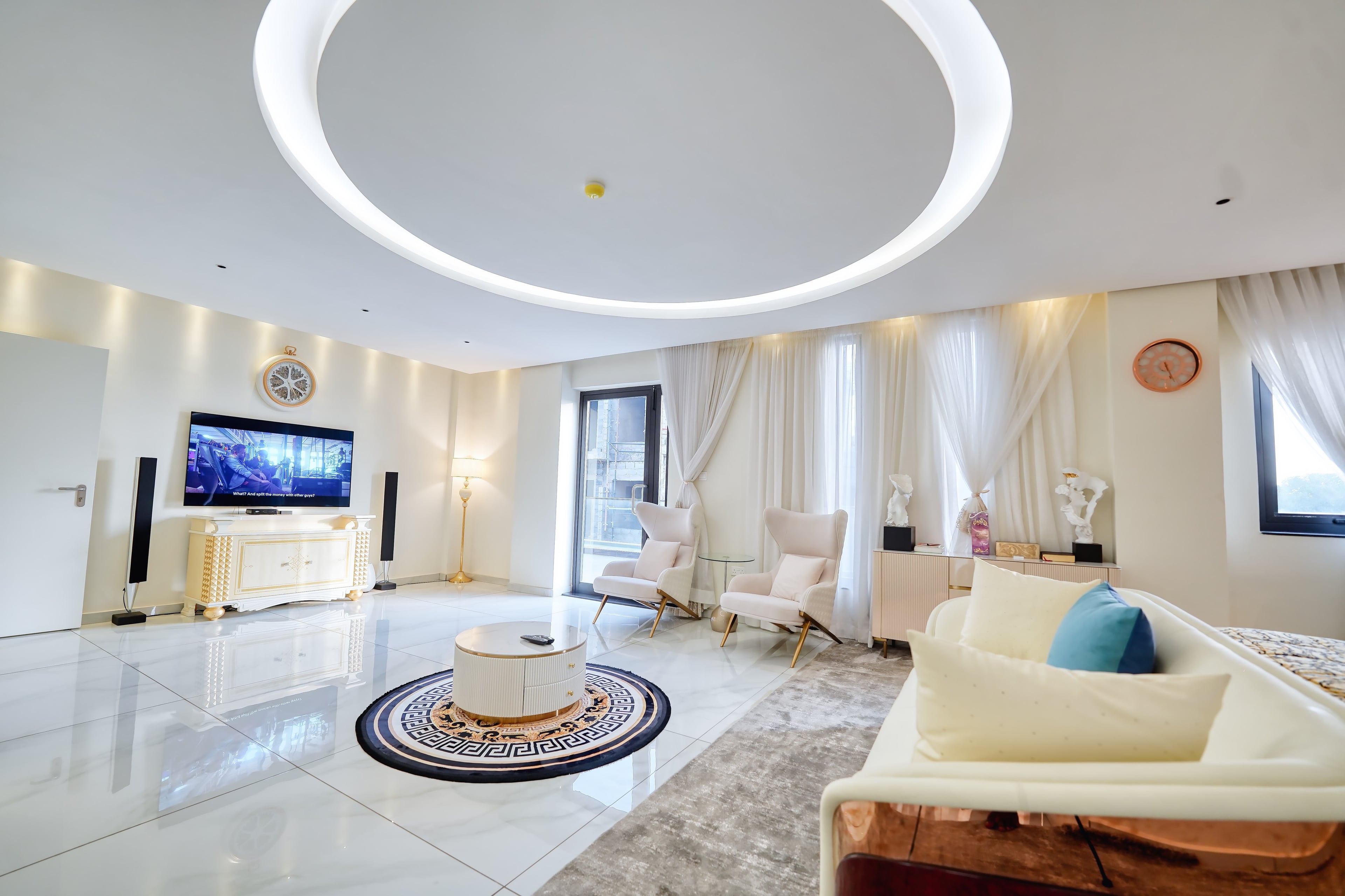 A lounge in one of our Accra penthouses